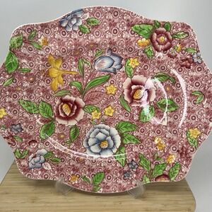 Johnson Bros England Chintz Platter English Countryside 14"x11.75" Vintage Pink